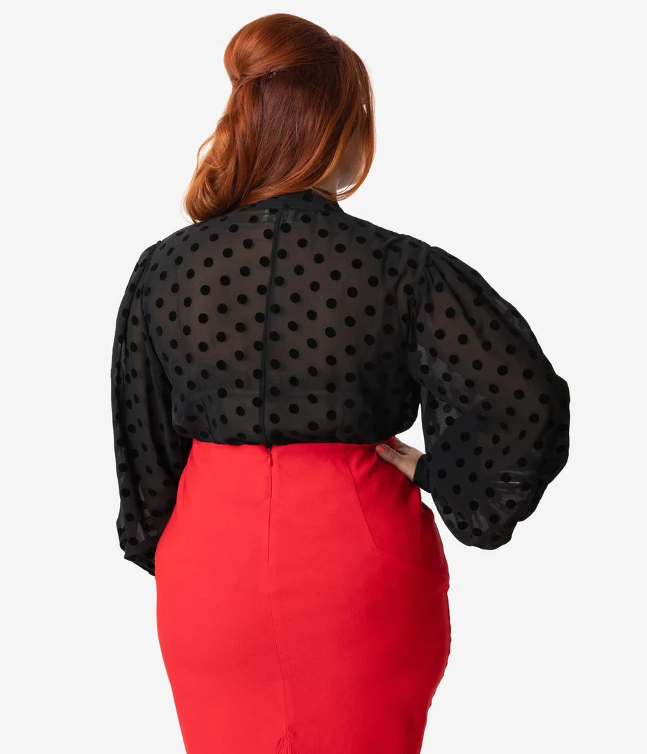 Unique Vintage Gwen Blouse - Black Swiss Dot 5 Unique Vintage Gwen Blouse - Black Swiss Dot