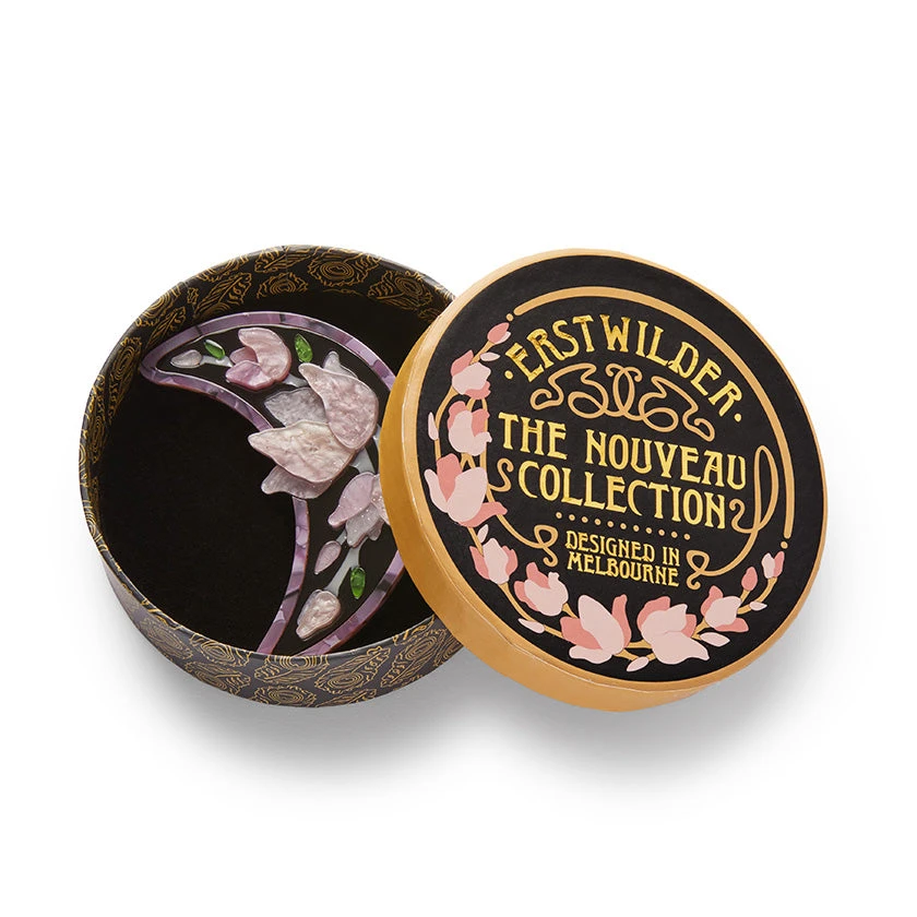 Erstwilder Art Nouveau Steel Magnolias Brooch - Purple 4 Erstwilder Art Nouveau Steel Magnolias Brooch - Purple