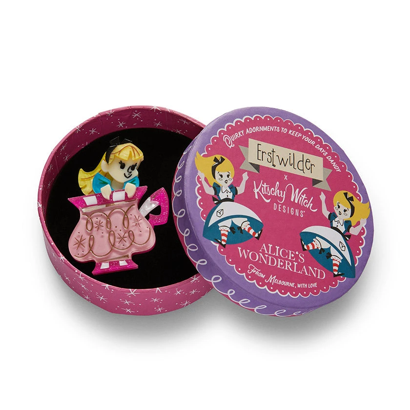 Erstwilder Kitschy Witch Alice's Wonderland Always Tea Time, Alice Brooch 4 Erstwilder Kitschy Witch Alice's Wonderland Always Tea Time, Alice Brooch