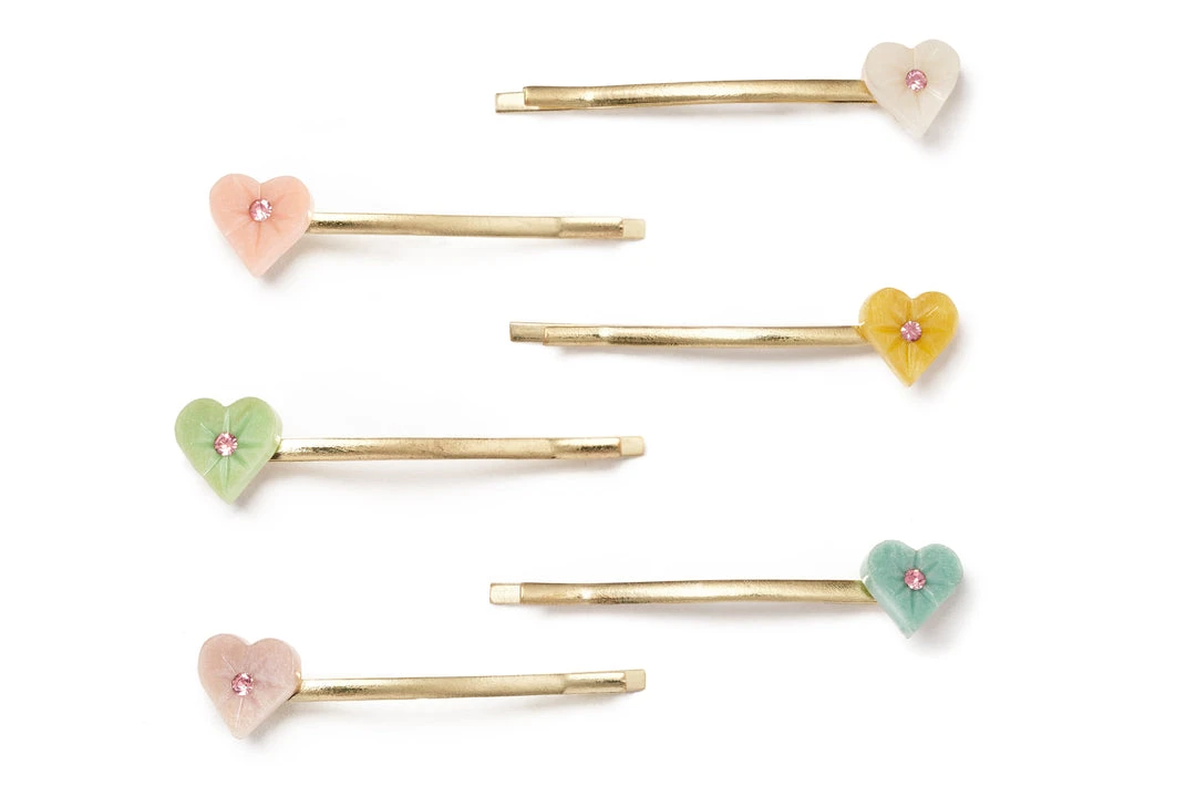 Splendette Valentine's Set Of 6 Pastel Hair Slides 3 Splendette Valentine's Set Of 6 Pastel Hair Slides