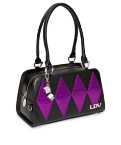 Lux De Ville High Roller Handbag - Black Matte With Electric Purple Sparkle