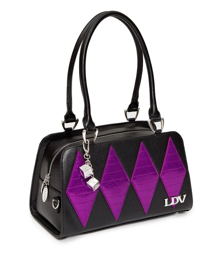 Lux De Ville High Roller Handbag - Black Matte With Electric Purple Sparkle 3 Lux De Ville High Roller Handbag - Black Matte With Electric Purple Sparkle