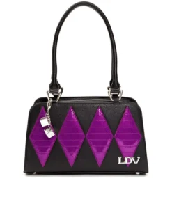 Lux De Ville High Roller Handbag - Black Matte With Electric Purple Sparkle