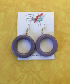Splendette Amethyst Fakelite Drop Hoop Earrings
