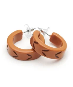 Splendette Almond Carved Hoop Earrings