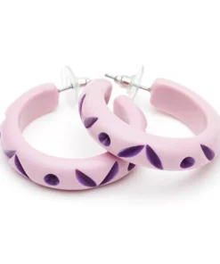 Splendette Clematis Carved Hoop Earrings