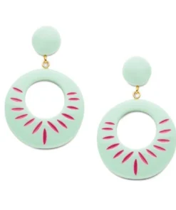 Splendette Parrot Carved Drop Hoop Earrings