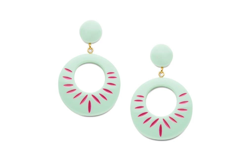 Splendette Parrot Carved Drop Hoop Earrings 3 Splendette Parrot Carved Drop Hoop Earrings