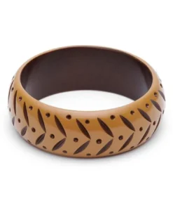 Splendette Wide Almond Carved Bangle - Duchess