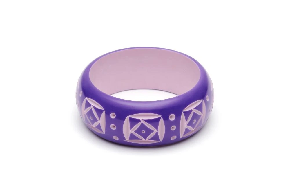 Splendette Wide Violet Carved Bangle 3 Splendette Wide Violet Carved Bangle