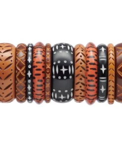 Splendette Wide Almond Carved Bangle