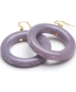 Splendette Lilac Fakelite Drop Hoop Earrings