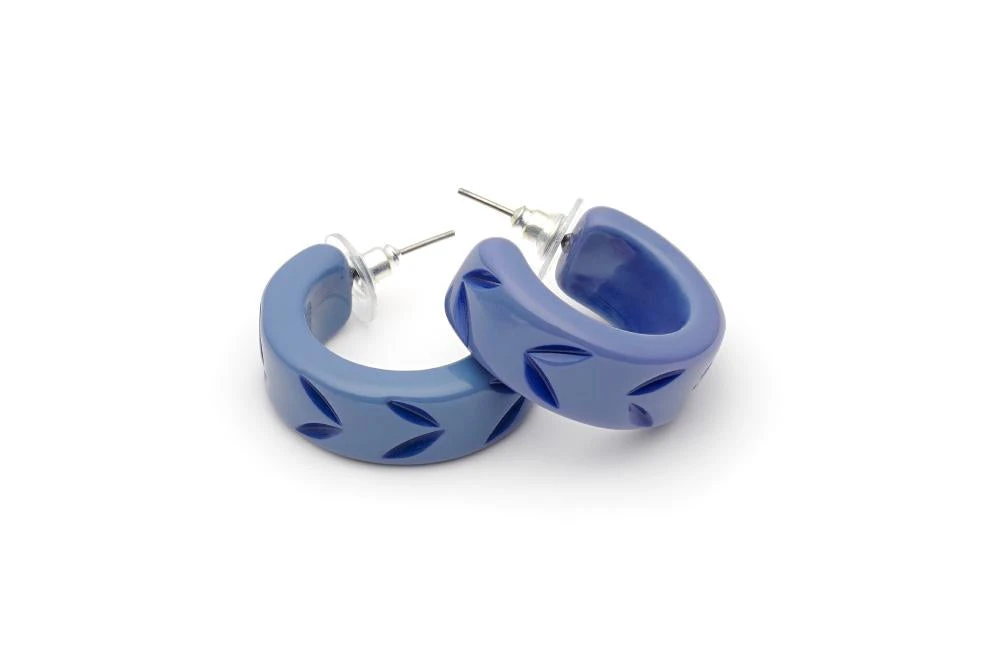 Splendette Carved Hoop Earrings - Forget-Me-Not 3 Splendette Carved Hoop Earrings - Forget-Me-Not