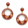 Splendette Carved Drop Hoop Earrings - Café