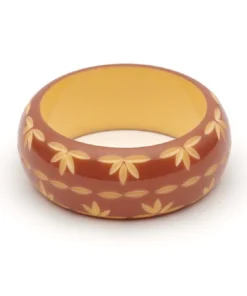 Splendette Wide Carved Bangle - Café