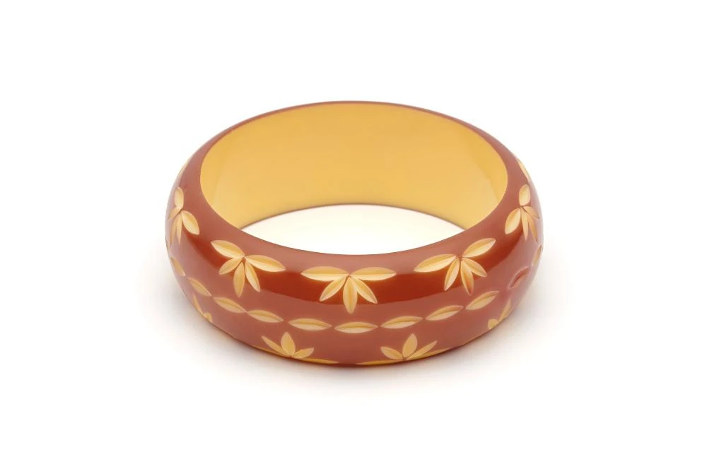 Splendette Wide Carved Bangle Duchess - Café 3 Splendette Wide Carved Bangle Duchess - Café