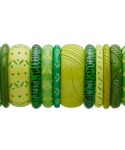 Splendette Narrow Carved Bangle - Lime