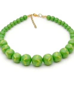 Splendette Carved Bead Necklace - Lime