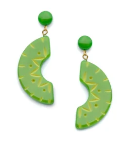 Splendette Carved Drop Earrings - Lime