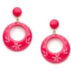 Splendette Carved Drop Hoop Earrings - Raspberry 2 Splendette Carved Drop Hoop Earrings - Raspberry