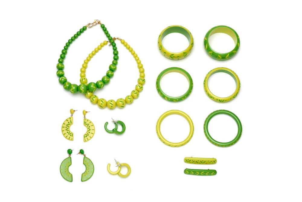 Splendette Carved Hoop Earrings - Lime 4 Splendette Carved Hoop Earrings - Lime