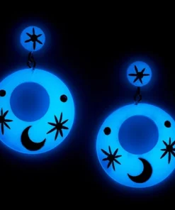 Splendette Wolf Moon Drop Hoop Earrings