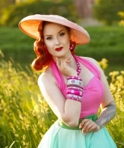 Splendette Flamingo Carved Drop Hoop Earrings