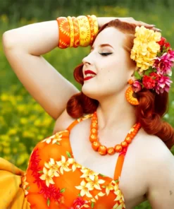 Splendette Sunset Carved Bead Necklace