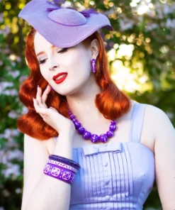 Splendette Wide Violet Carved Bangle - Duchess