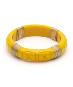 Splendette Ochre Cane Light Cane Bangle - Midi