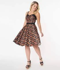 Unique Vintage Halloween Cats Rachel Dress