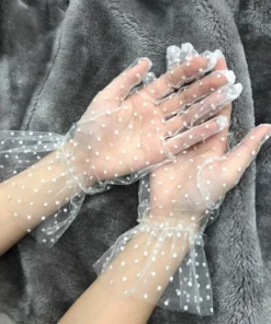 Suzie's Bombshell Boutique Bombshell Lacy Dot Gloves - White Accessories