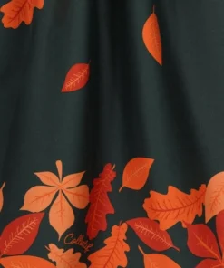 Collectif Amber-Lea Leaves Border Swing Dress 10 Collectif Amber-Lea Leaves Border Swing Dress