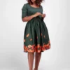 Collectif Amber-Lea Leaves Border Swing Dress
