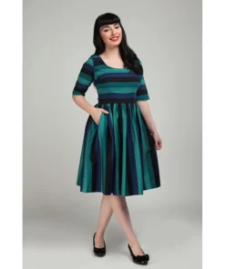 Collectif Amber-Lea Twilight Stripe Swing Dress