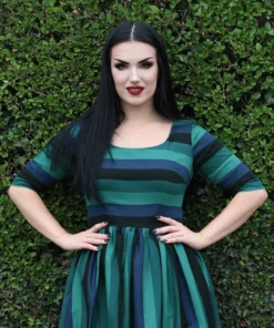 Collectif Amber-Lea Twilight Stripe Swing Dress