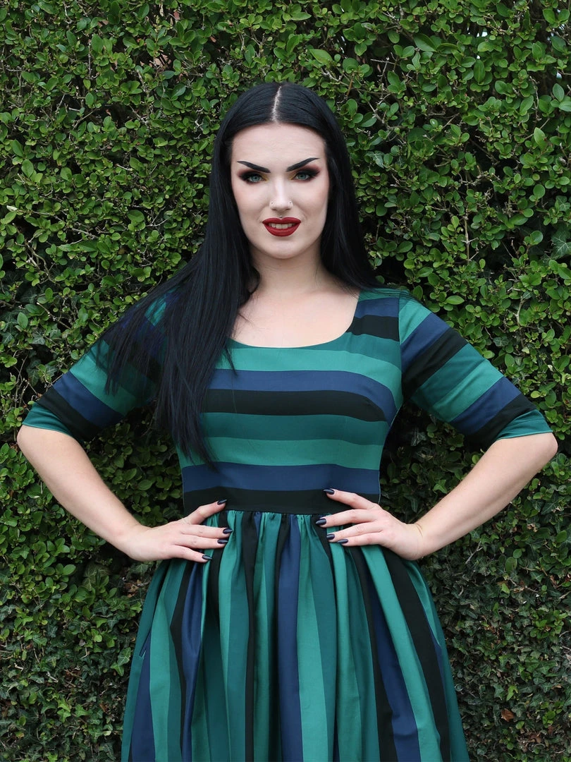 Collectif Amber-Lea Twilight Stripe Swing Dress 4 Collectif Amber-Lea Twilight Stripe Swing Dress