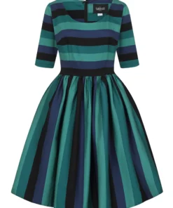 Collectif Amber-Lea Twilight Stripe Swing Dress 10 Collectif Amber-Lea Twilight Stripe Swing Dress
