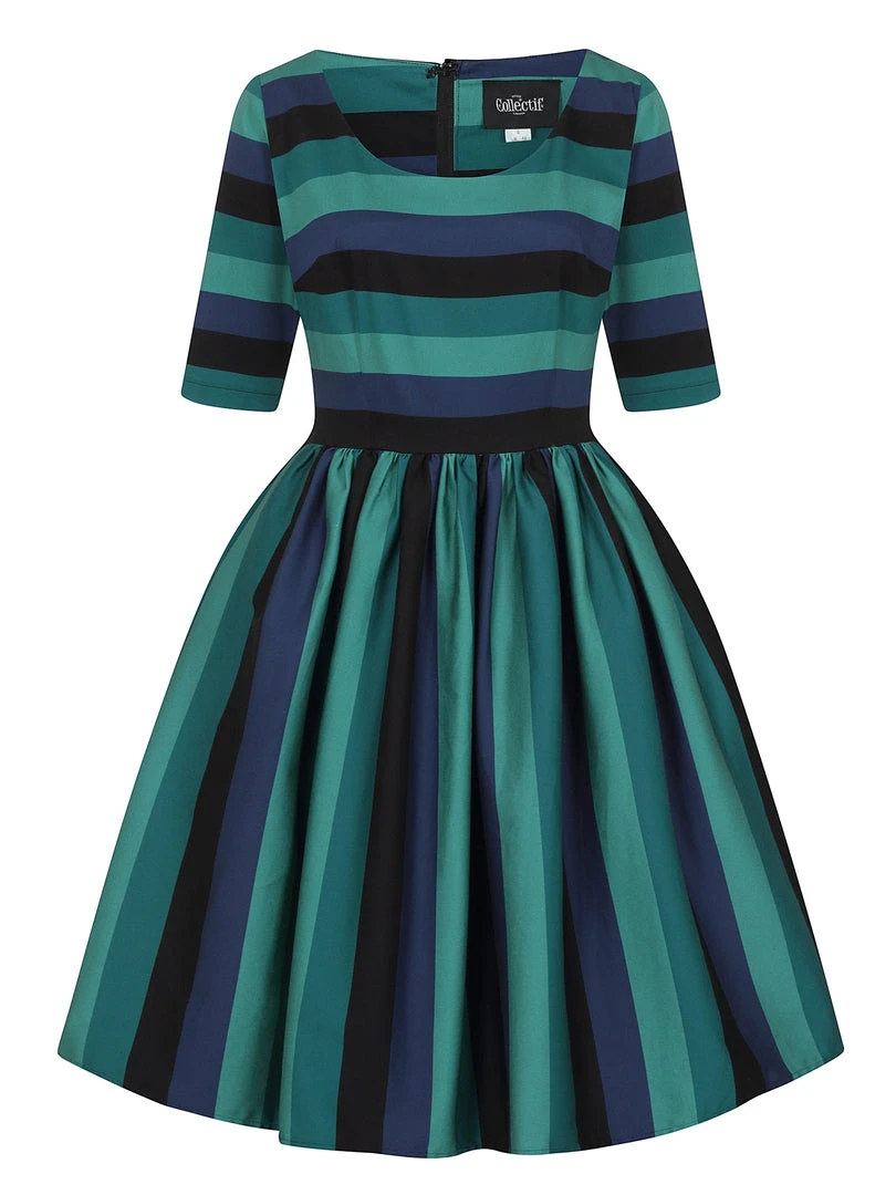 Collectif Amber-Lea Twilight Stripe Swing Dress 5 Collectif Amber-Lea Twilight Stripe Swing Dress