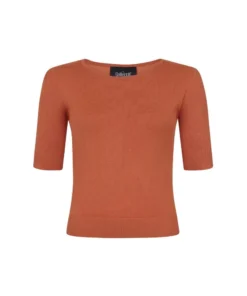 Collectif Chrissie Plain Knitted Top - Orange
