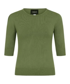 Collectif Chrissie Plain Knitted Top - Moss Green