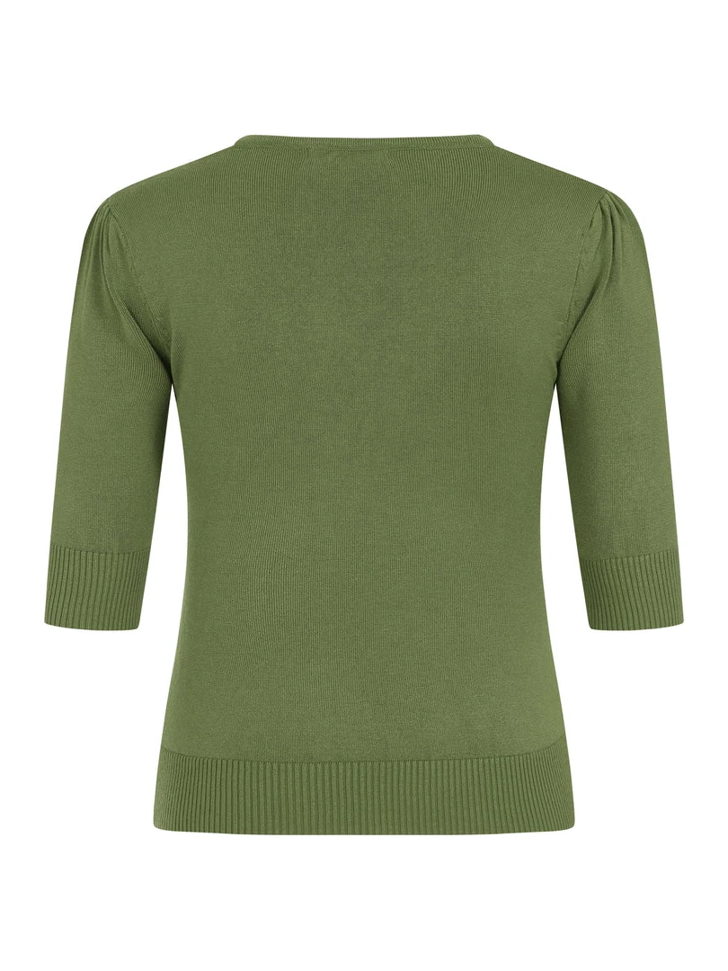 Collectif Chrissie Plain Knitted Top - Moss Green 4 Collectif Chrissie Plain Knitted Top - Moss Green