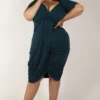 Voodoo Vixen Curve Georgina Wrap Bodycon Dress - Green
