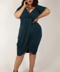 Voodoo Vixen Curve Georgina Wrap Bodycon Dress - Green