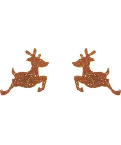Erstwilder Reindeer Glitter Resin Stud Earrings - Gold