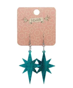 Erstwilder Essentials Starburst Ripple Glitter Drop Earrings - Green