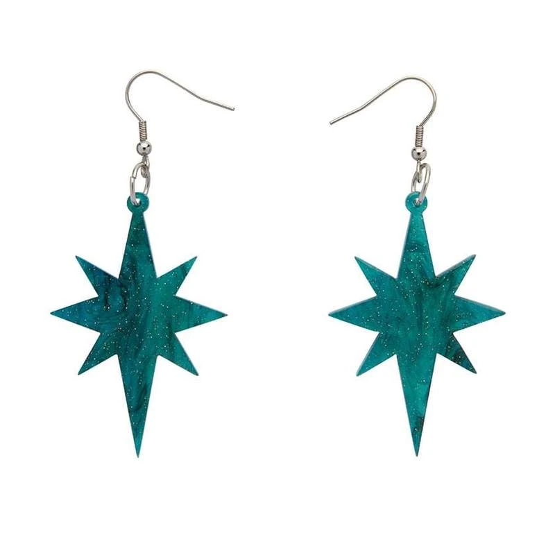 Erstwilder Essentials Starburst Ripple Glitter Drop Earrings - Green 3 Erstwilder Essentials Starburst Ripple Glitter Drop Earrings - Green