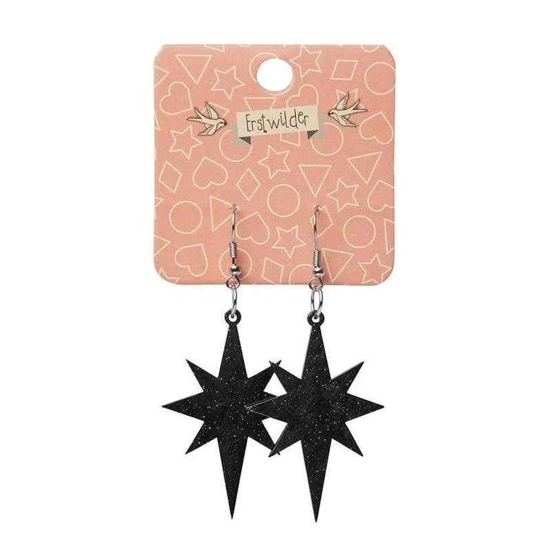 Erstwilder Essentials Starburst Ripple Glitter Drop Earrings - Black 4 Erstwilder Essentials Starburst Ripple Glitter Drop Earrings - Black