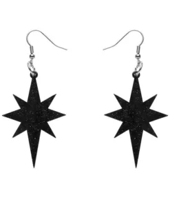 Erstwilder Essentials Starburst Ripple Glitter Drop Earrings - Black