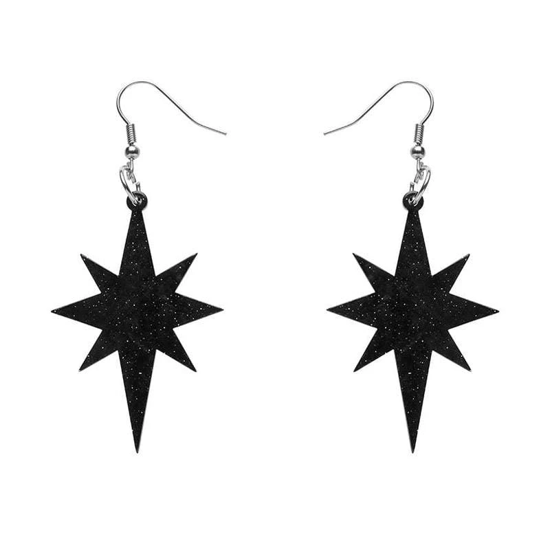 Erstwilder Essentials Starburst Ripple Glitter Drop Earrings - Black 3 Erstwilder Essentials Starburst Ripple Glitter Drop Earrings - Black